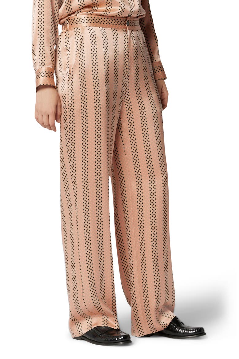 Aeslin Polka Dot Wide Leg Silk Pants, Alternate, color, PRALINE MULTI