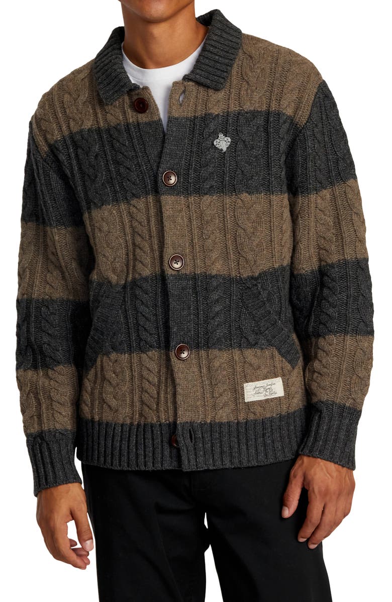 RVCA Chef's Kiss Stripe Lambswool Blend Cardigan, Main, color,