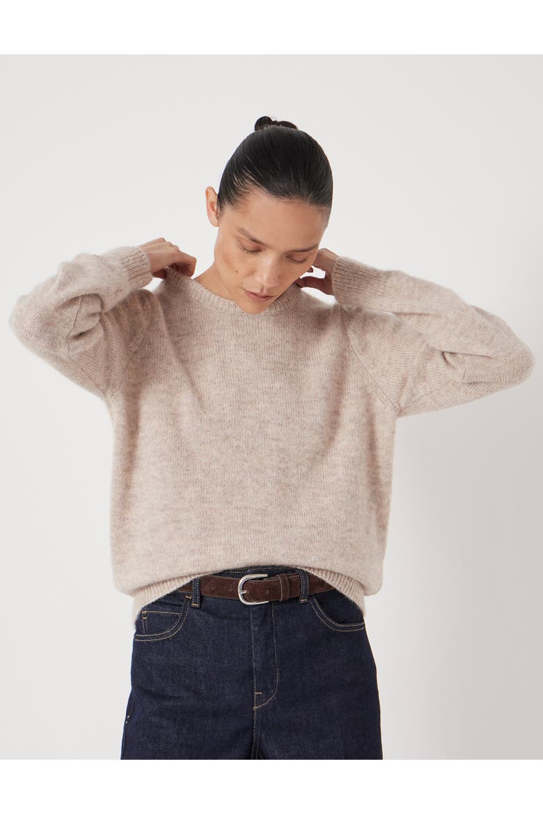 Gathered Shoulder Wool Blend Sweater, Main, color, Off White