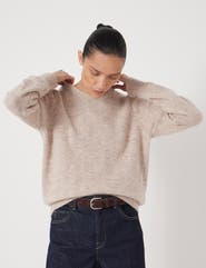 Hush Gathered Shoulder Wool Blend Sweater