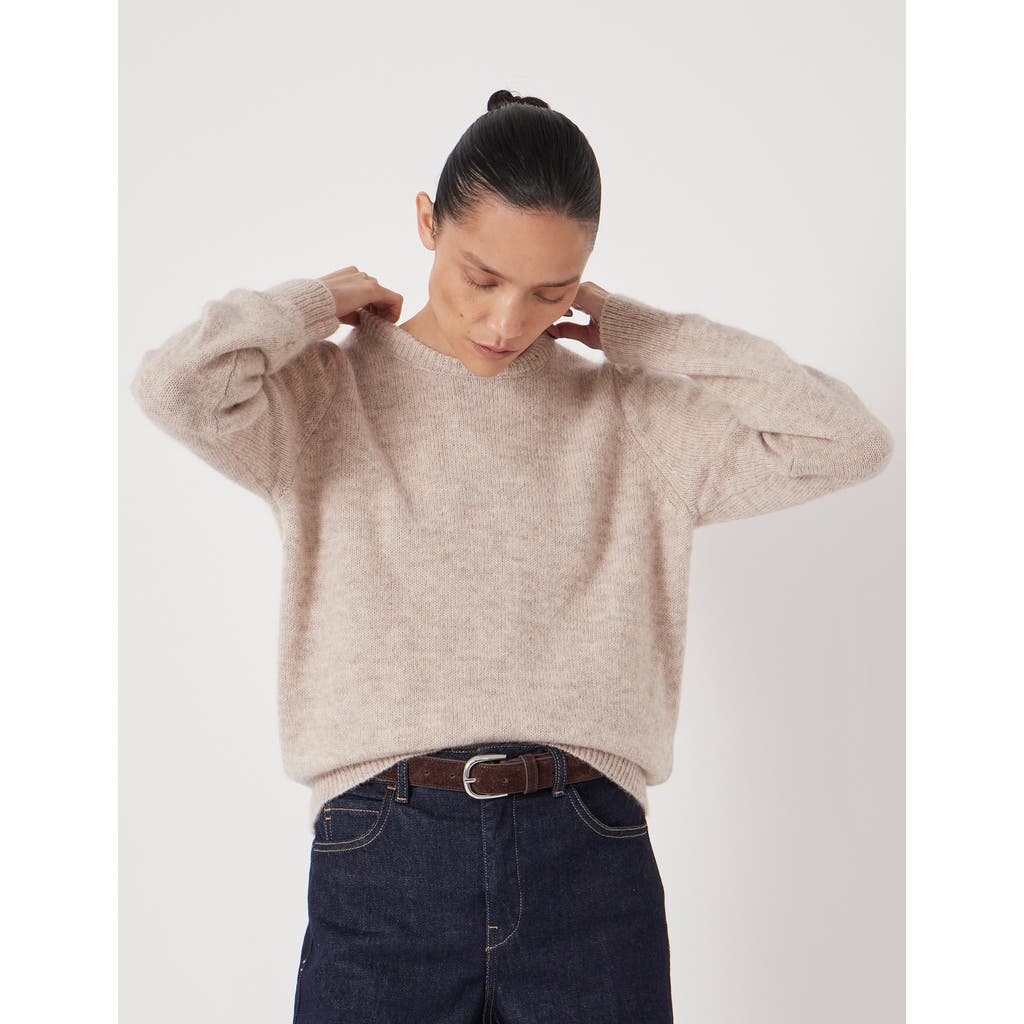 Hush Gathered Shoulder Wool Blend Sweater In White