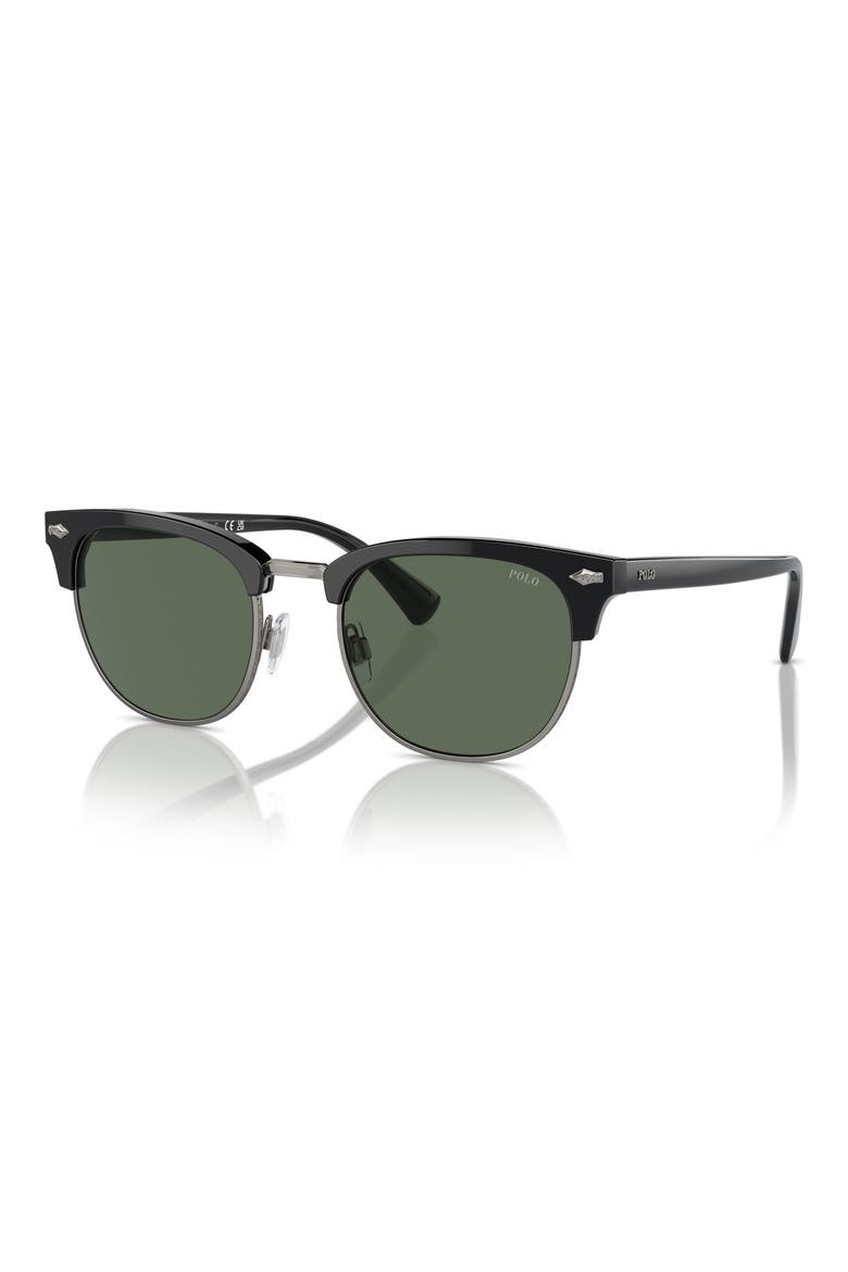 PH4217 53mm Round Sunglasses, Alternate, color, SHINY BLACK / BOTTLE GREEN