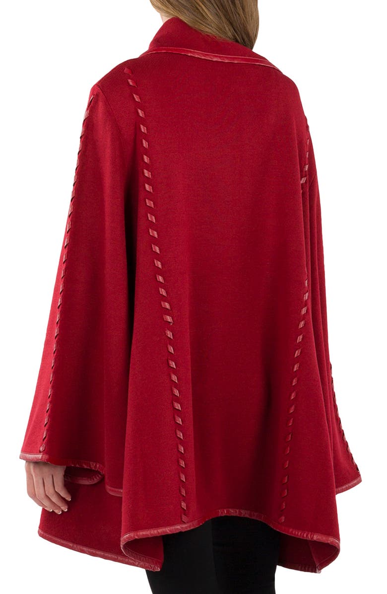 Patricia Nash Faux Leather Trim Cape, Alternate, color, Maron