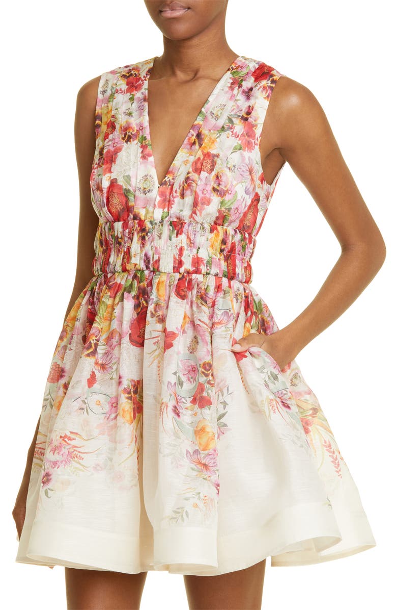 Zimmermann Wonderland Floral Print Organza Dress, Alternate, color,