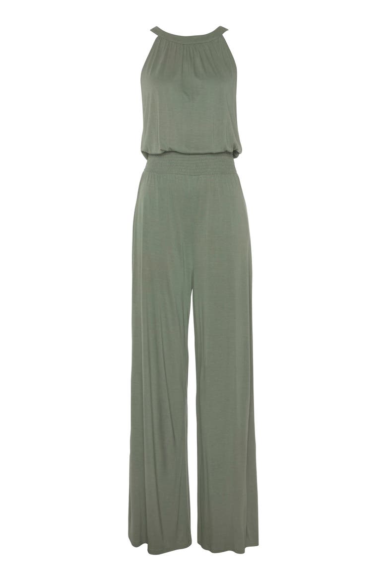 Halter Neck Jumpsuit, Alternate, color, Khaki