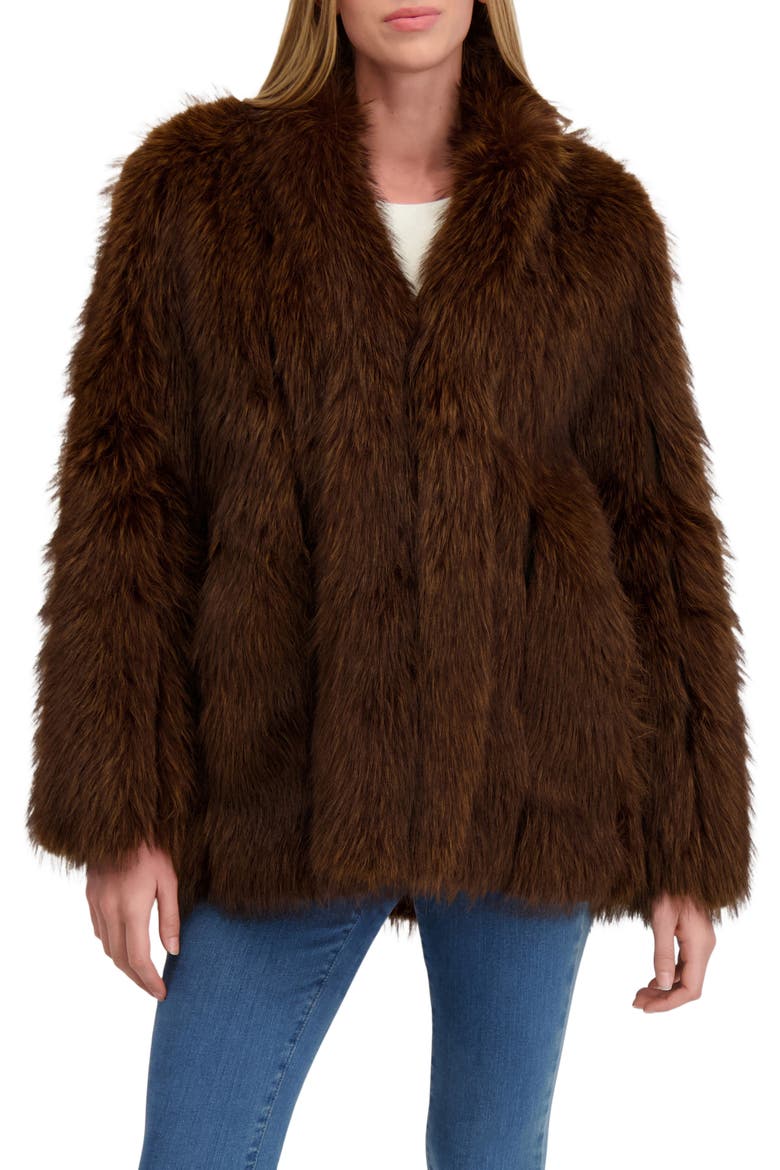 Fur-Free Fox (Faux Fur) Jacket, Alternate, color, BROWN MULTI