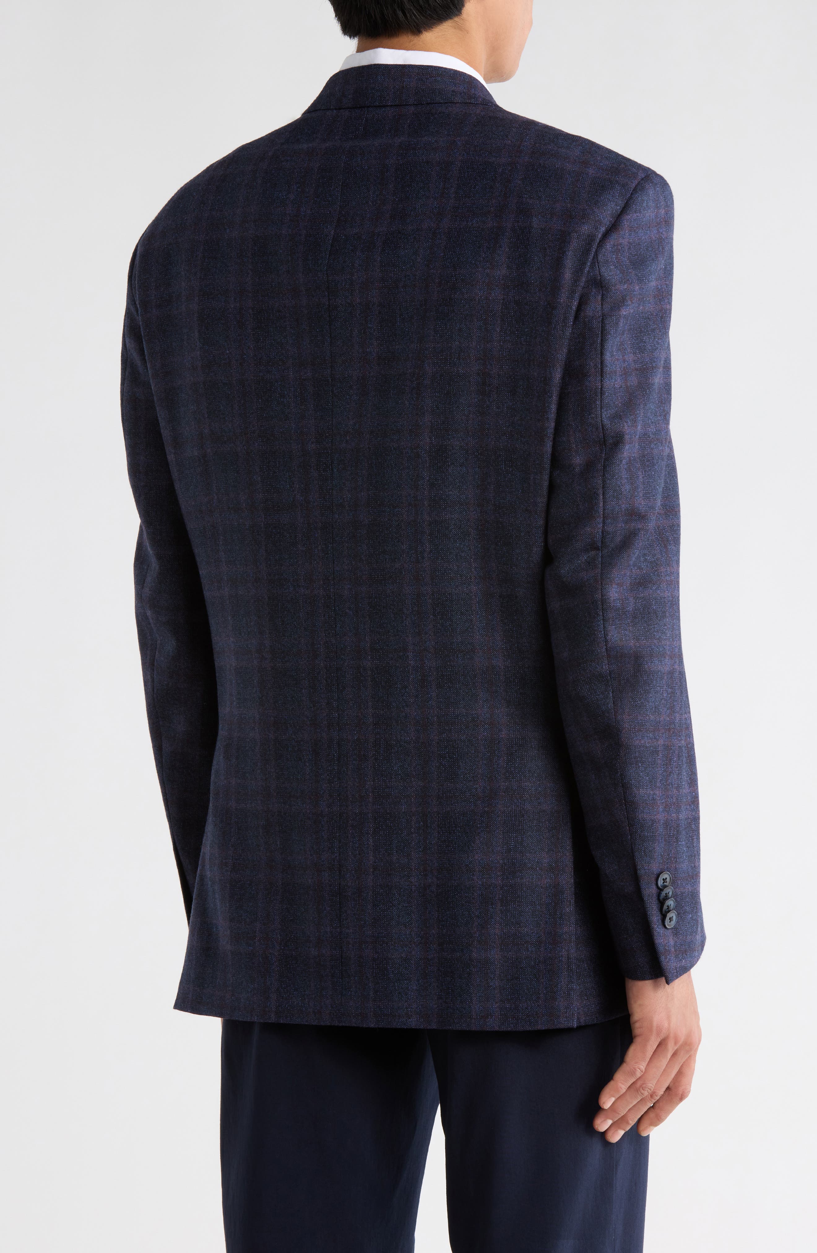 Navy Plaid Wool & Cashmere Sport Coat - image 2