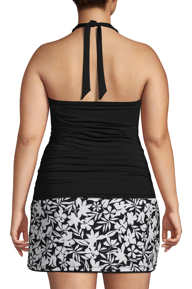 Plus Size Long Chlorine Resistant Square Neck Halter Tankini Swimsuit Top, Alternate, color, Black
