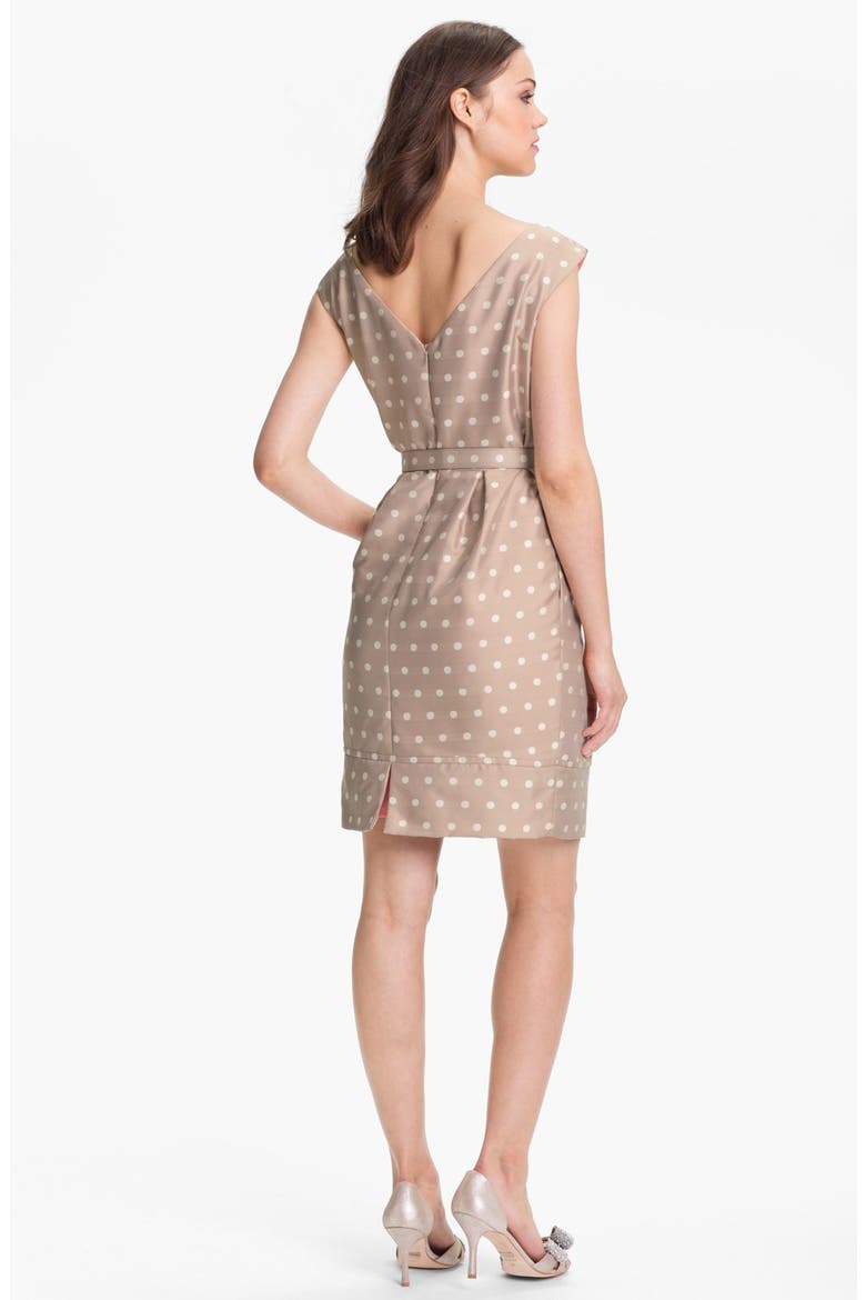 Polka Dot Satin Tulip Dress, Alternate, color, TAUPE DOT