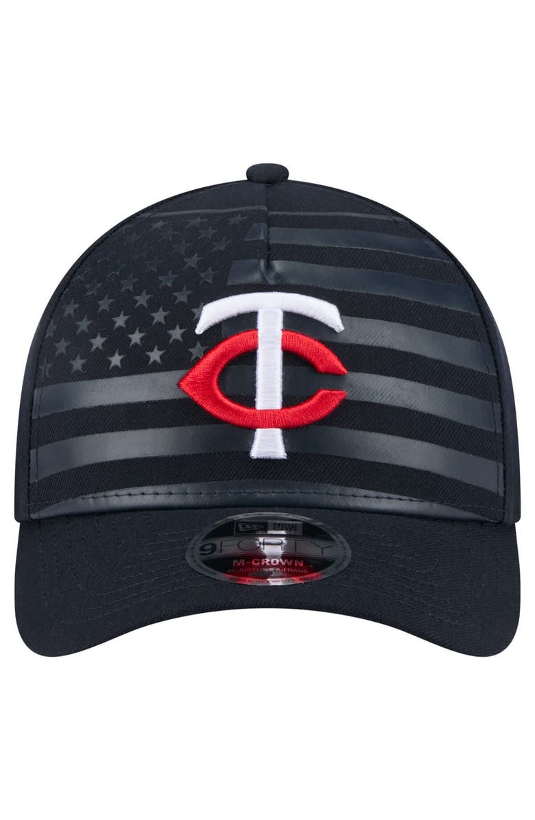 New Era Men's New Era Navy Minnesota Twins American Flag 9FORTY M-Crown A-Frame Adjustable Hat, Alternate, color, 