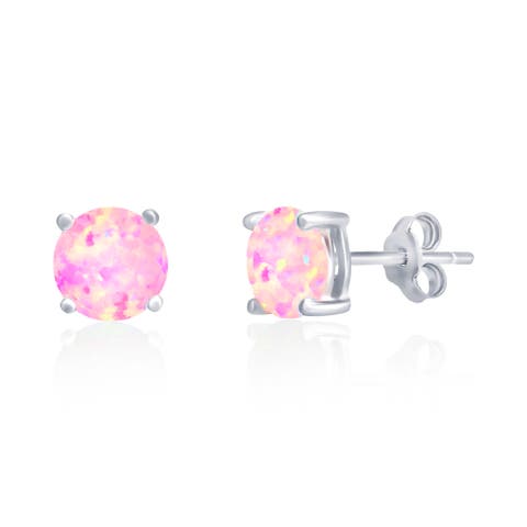 Sterling Silver Pink Opal Studs