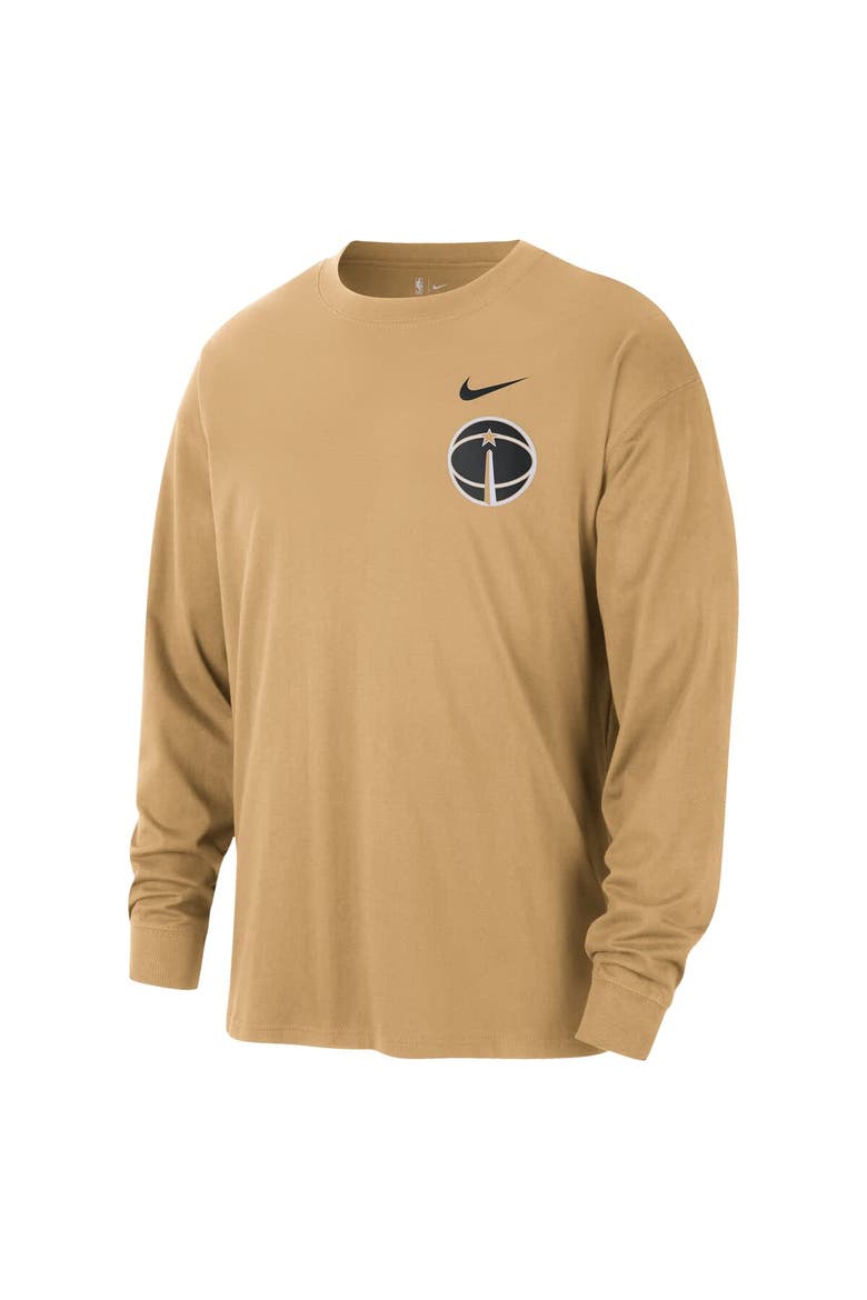 Men's Nike  Gold Washington Wizards 2025/26 City Edition Remix Essential Logo Long Sleeve T-Shirt, Alternate, color, Gold