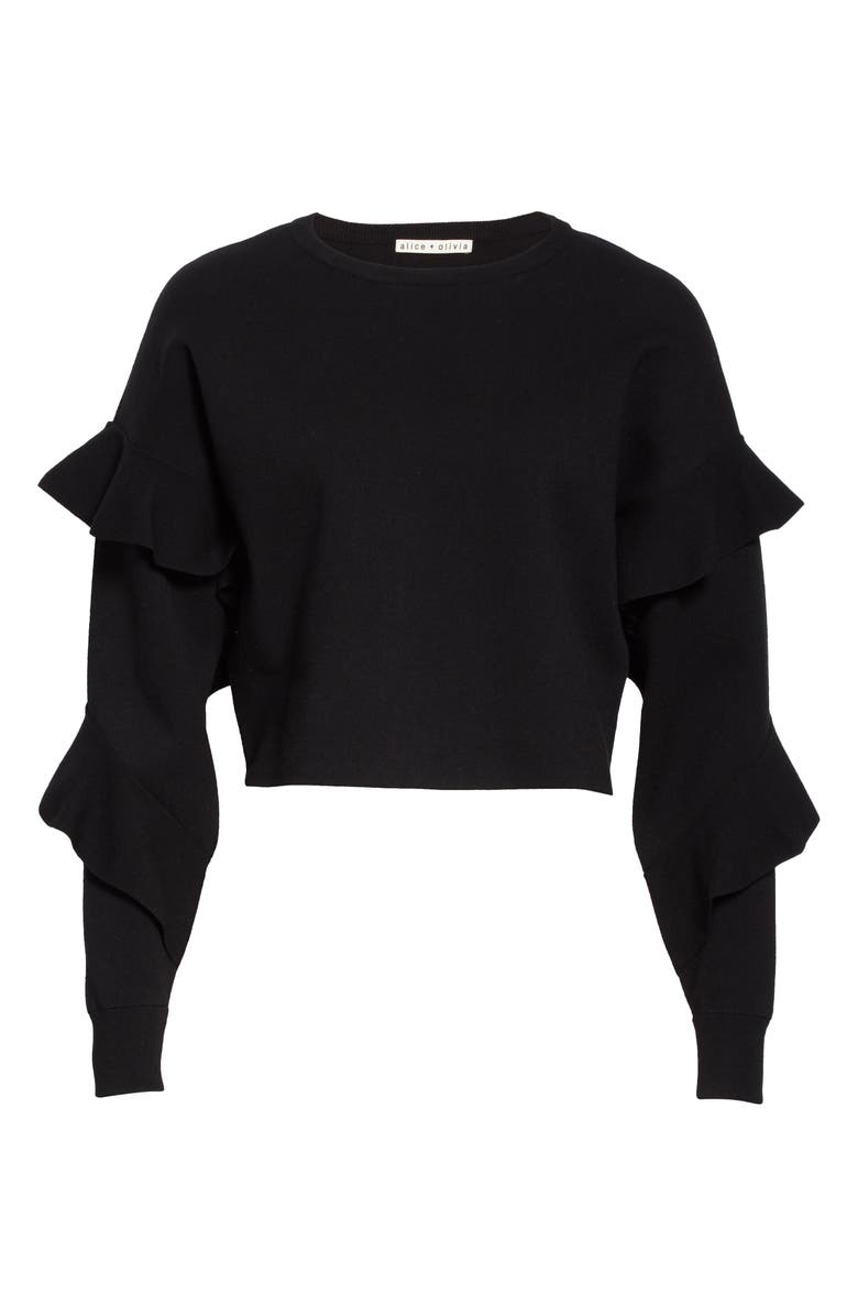 Alice + Olivia Nettie Ruffle Sleeve Sweater, Alternate, color,