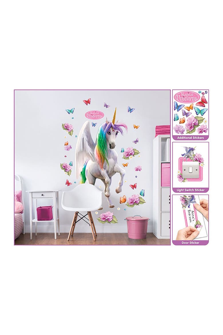 Magical Unicorn Large Character Sticker, Alternate, color, MULTICOLOR
