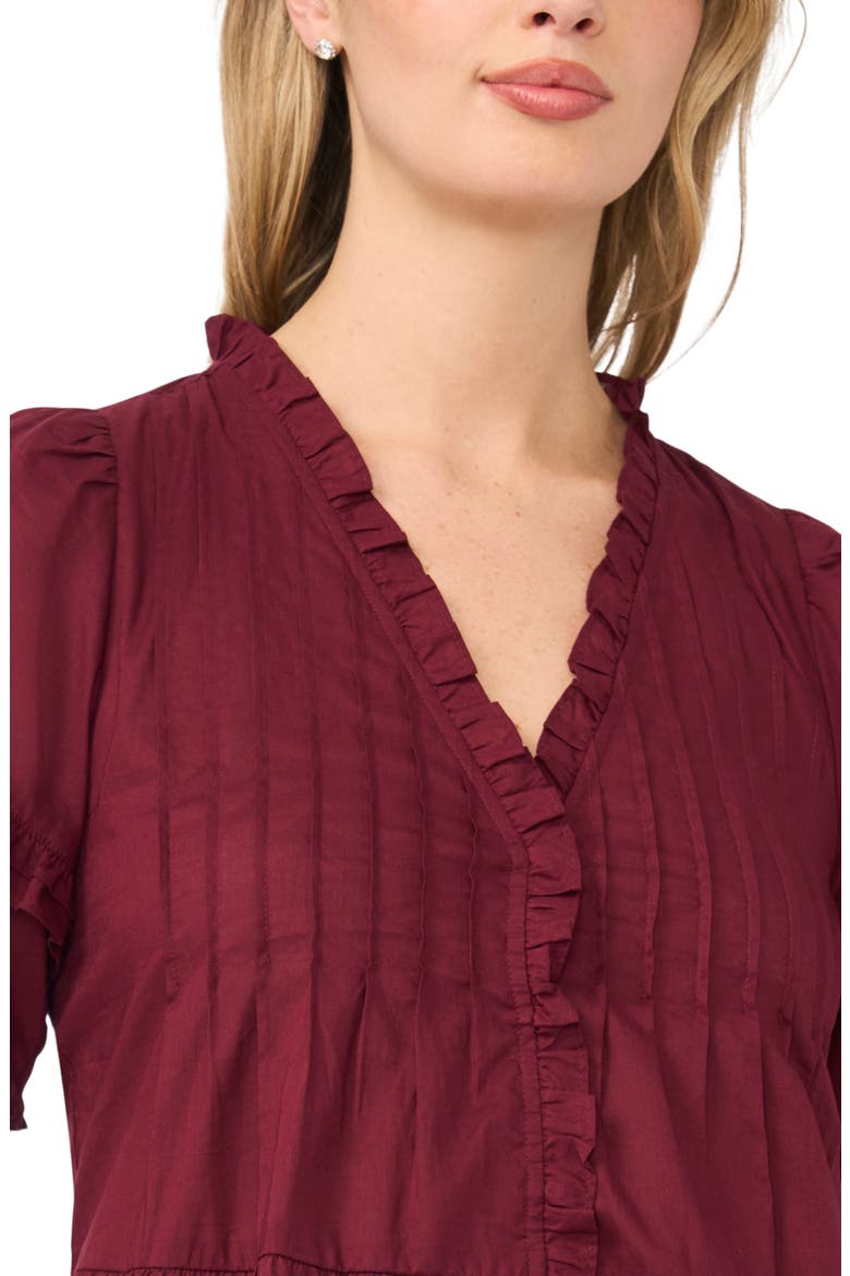 Pintuck Tiered Cotton Dress, Alternate, color, WINDOW WINE