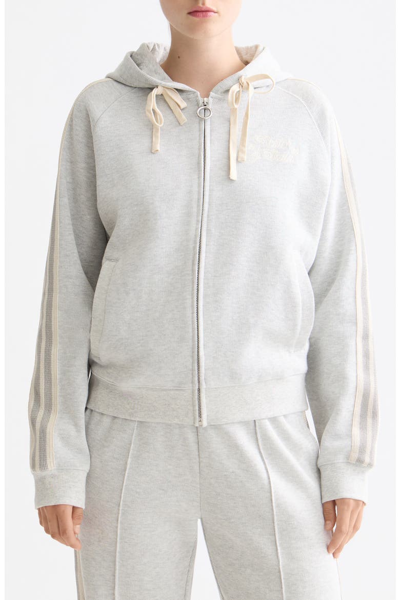 Ribbed Interlock Full Zip Hoodie, Main, color, LIGHT GREY MELANGE