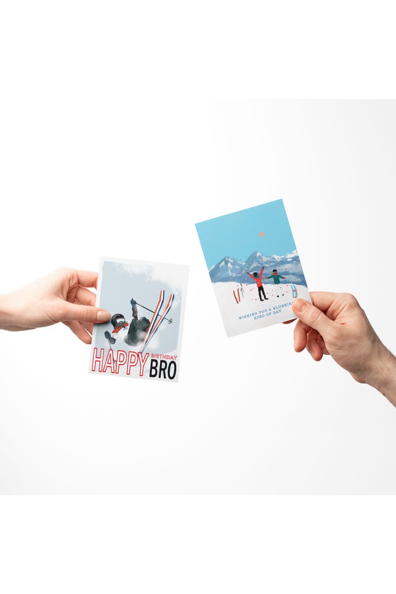 Birthday Greeting Card Pack (3ct) "Skier, Bluebird, Skis", Alternate, color, Multi-Pack