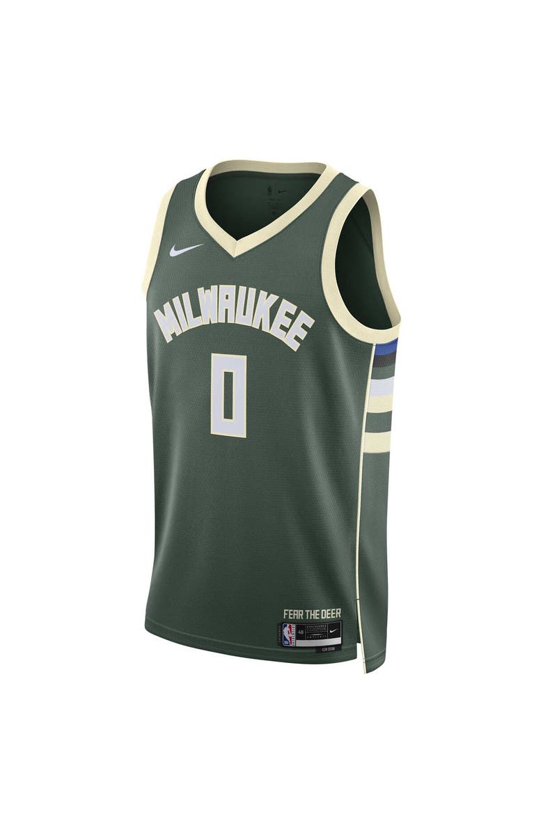 Nike Unisex Nike Damian Lillard Hunter Green Milwaukee Bucks Swingman Jersey - Icon Edition, Alternate, color, 
