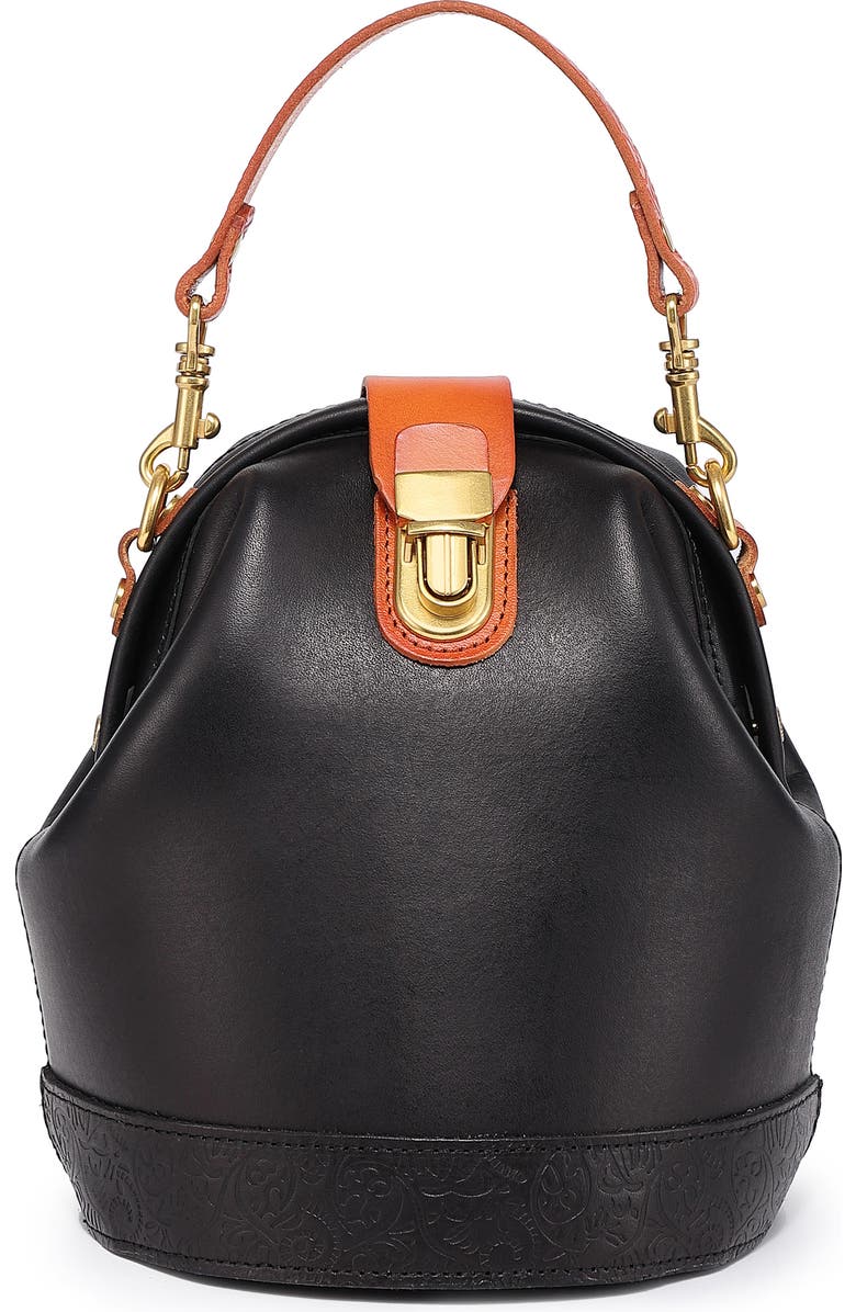 OLD TREND Doctor Bucket Leather Crossbody Bag, Main, color, Black