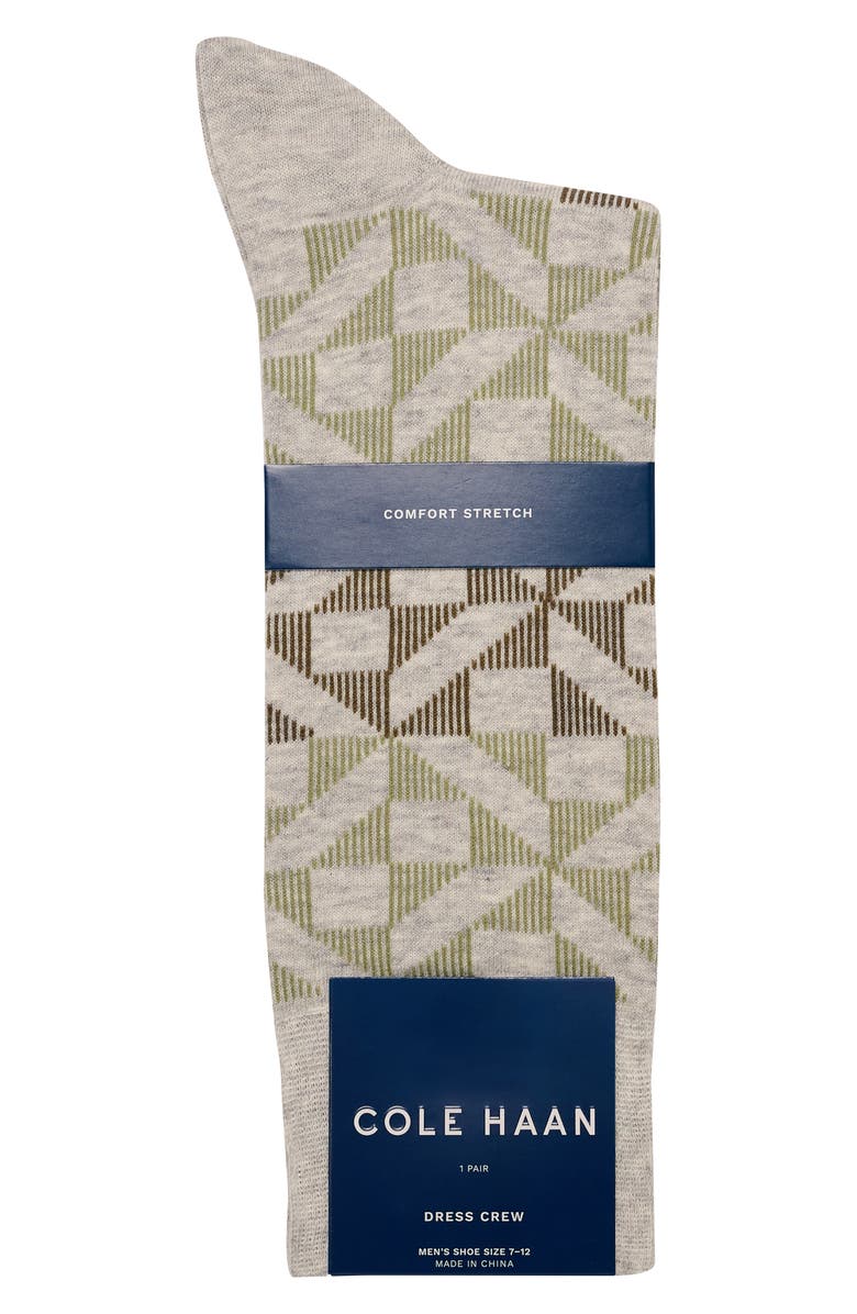 Cole Haan Geometric Pattern Cotton Blend Dress Socks, Alternate, color, Light Grey Heather