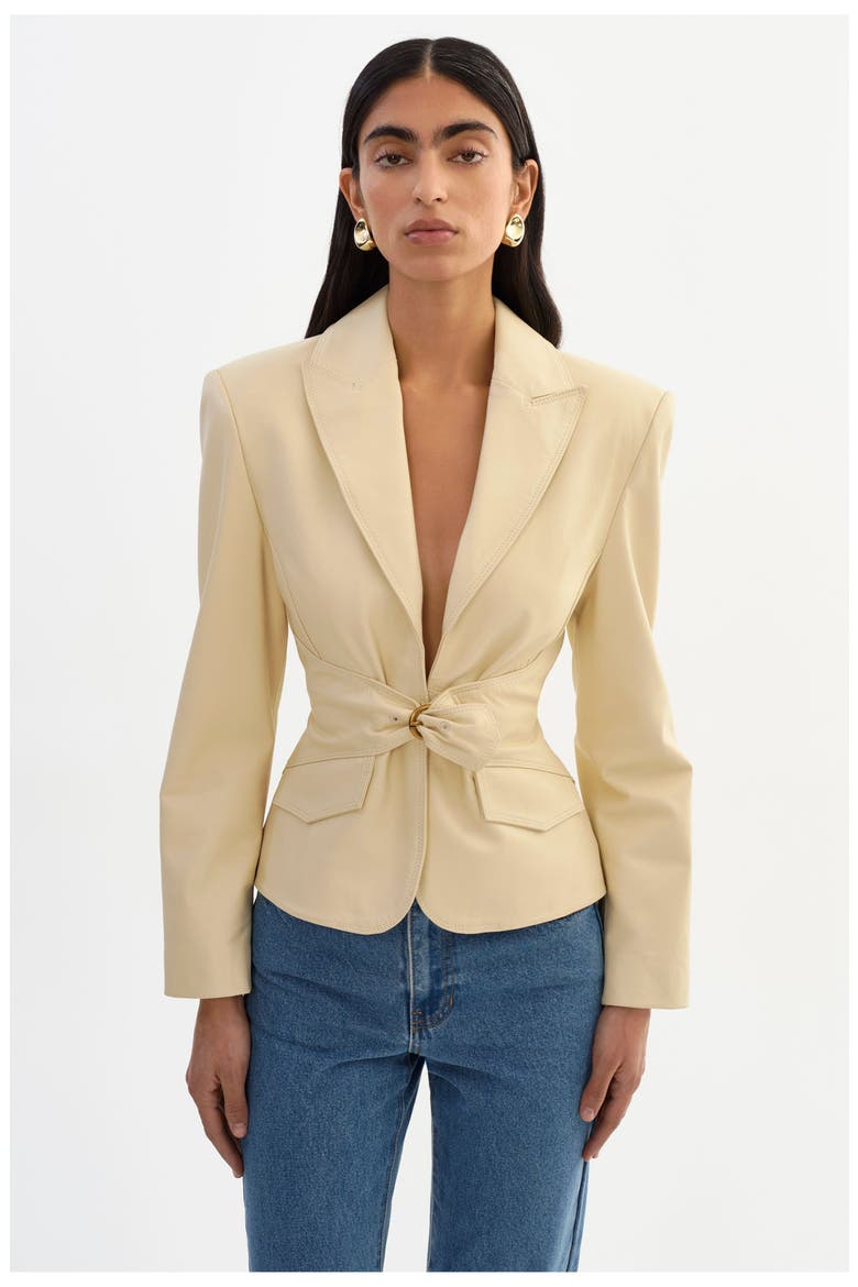 Wiley | Leather Belted Blazer, Main, color, Butter