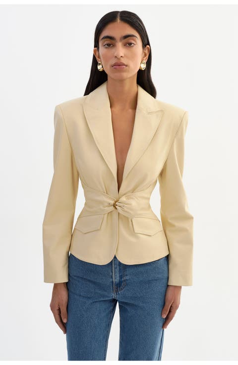 Wiley | Leather Belted Blazer