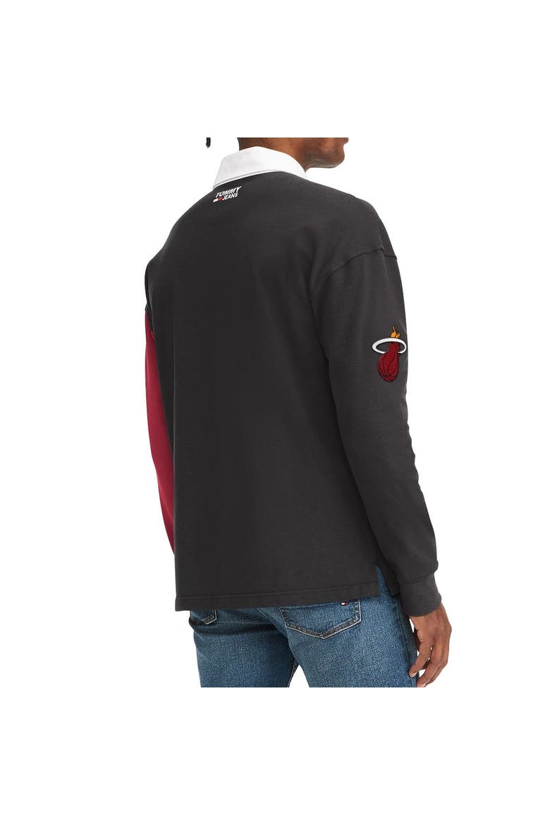 Men's Tommy Jeans Black/Red Miami Heat Ronnie Rugby Long Sleeve T-Shirt, Alternate, color, Black