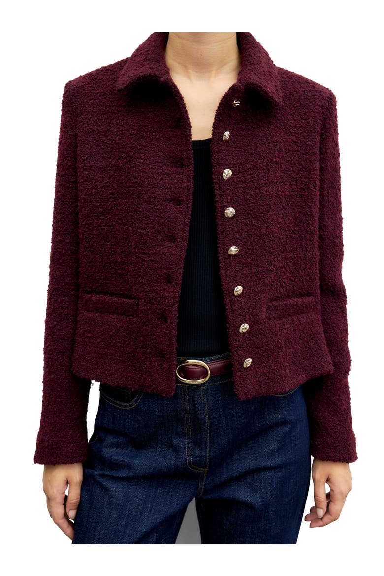 Cropped Long Sleeve Jacket, Alternate, color, Wine