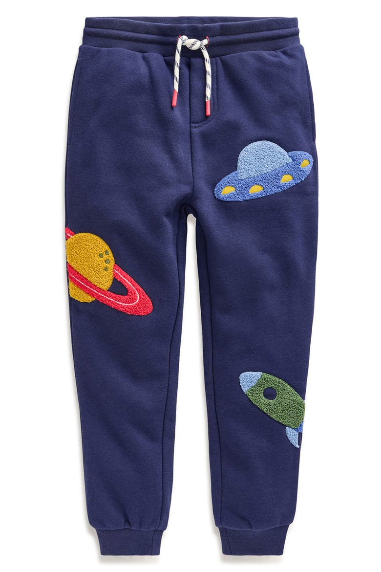 Kids' Space Bouclé Appliqué Cotton Blend Joggers, Main, color, COLLEGE NAVY