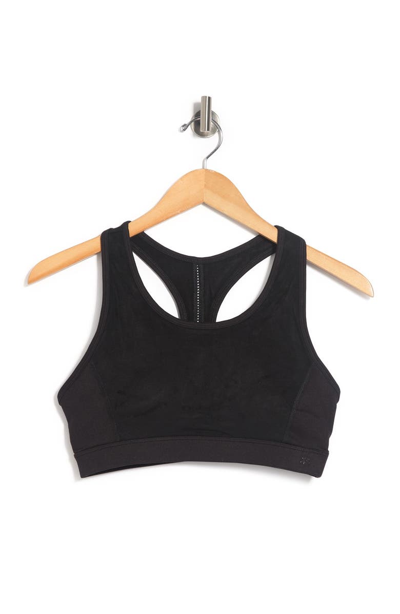 Splendid Suede & Jersey Racerback Sport Bra, Alternate, color,