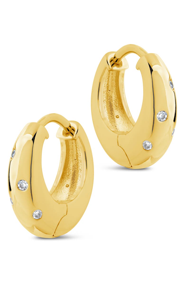 Sterling Forever Sierra CZ Hoop Earrings, Alternate, color, Gold