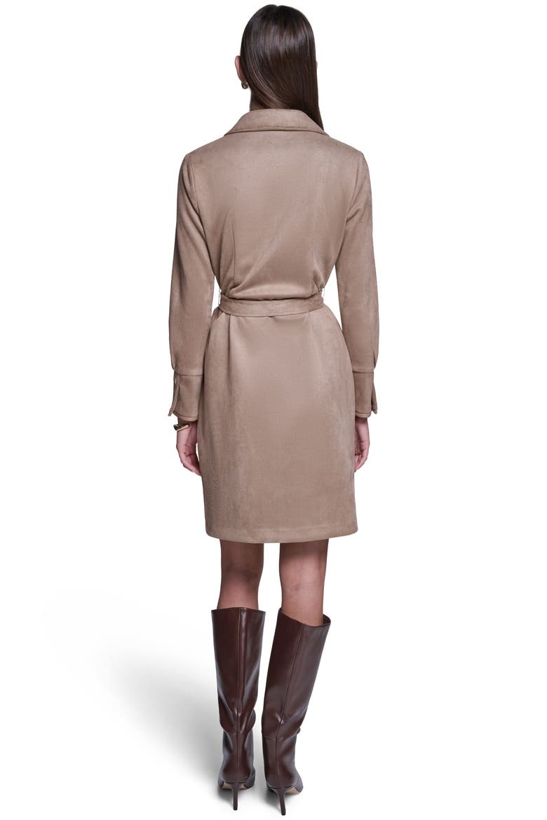 Long Sleeve Suede Shirt Dress, Alternate, color, Spiced Almond
