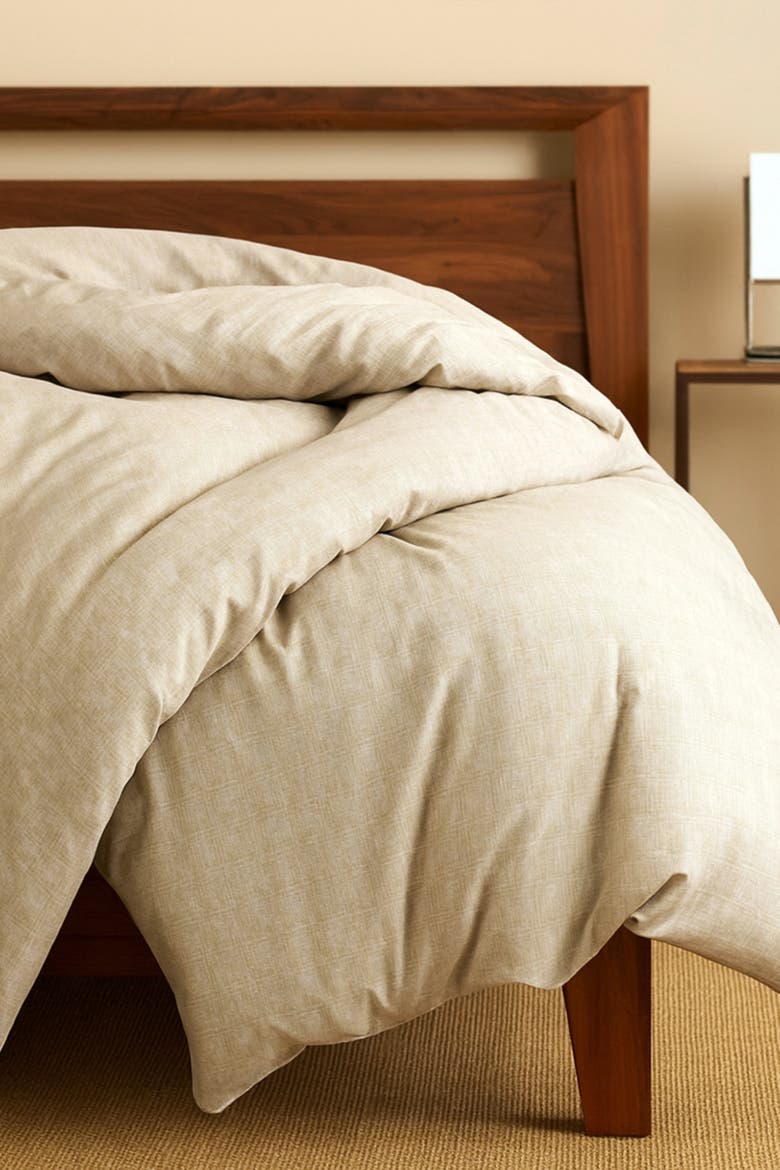 Melange Viscose Cotton Duvet Cover - Breathable & Cozy Comfort, Alternate, color, Sand