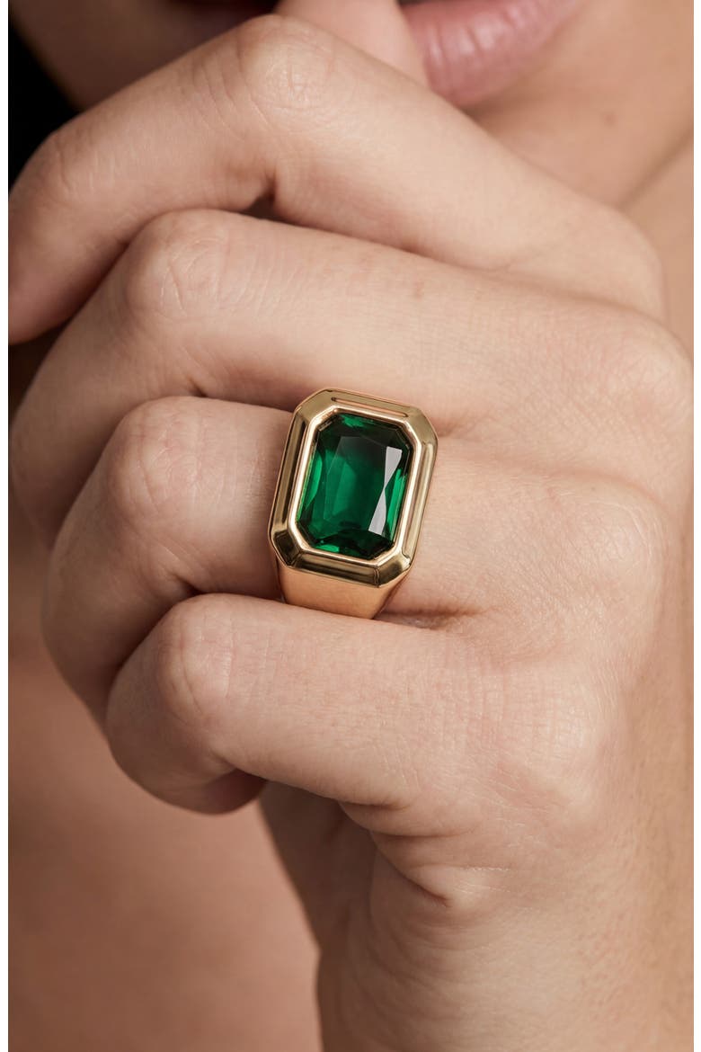 Crystal Signet Ring, Alternate, color, GREEN