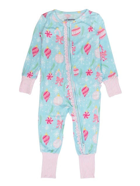 Girls SoftSnooze Holiday Convertible Ruffle One Piece Pajama