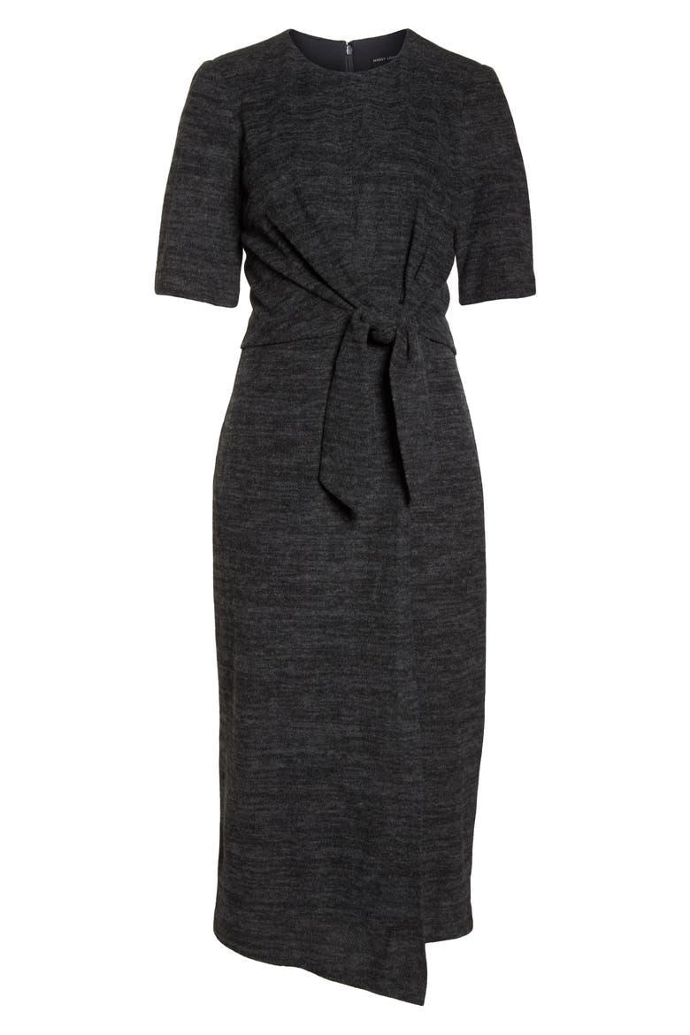 Tie Front Midi Dress, Alternate, color, CHARCOAL
