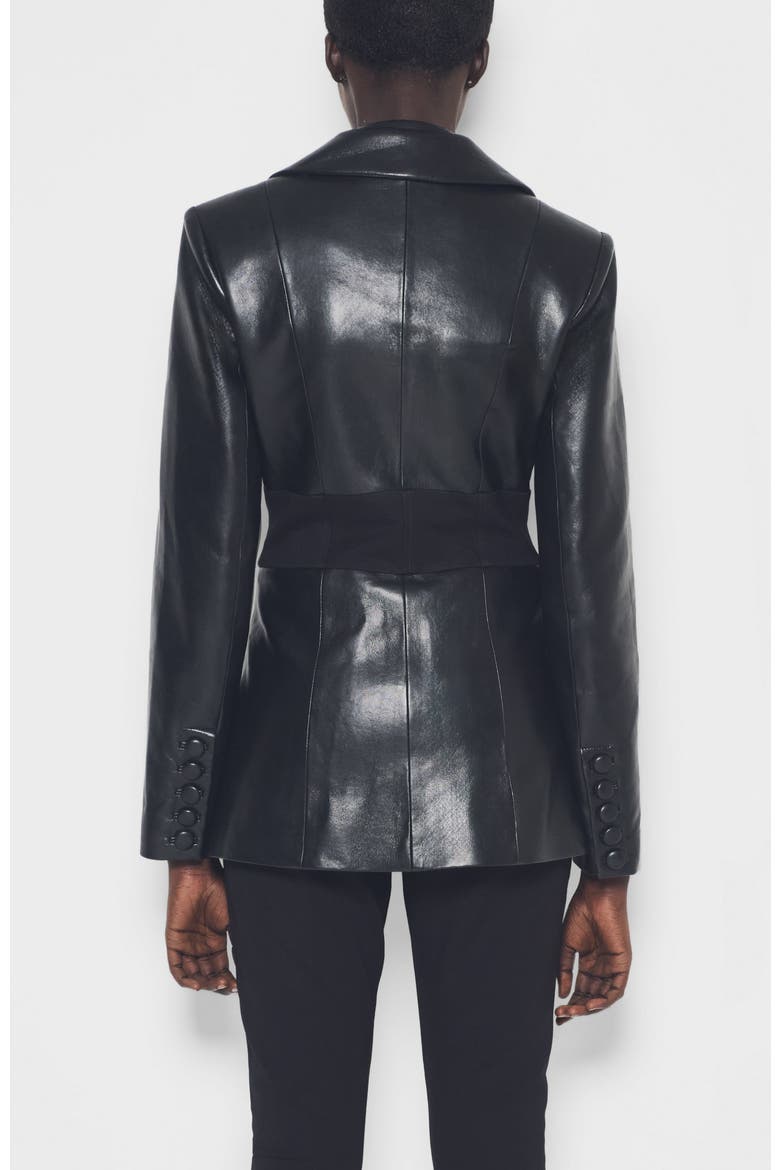 Amour Recycled Leather Blazer, Alternate, color, Black