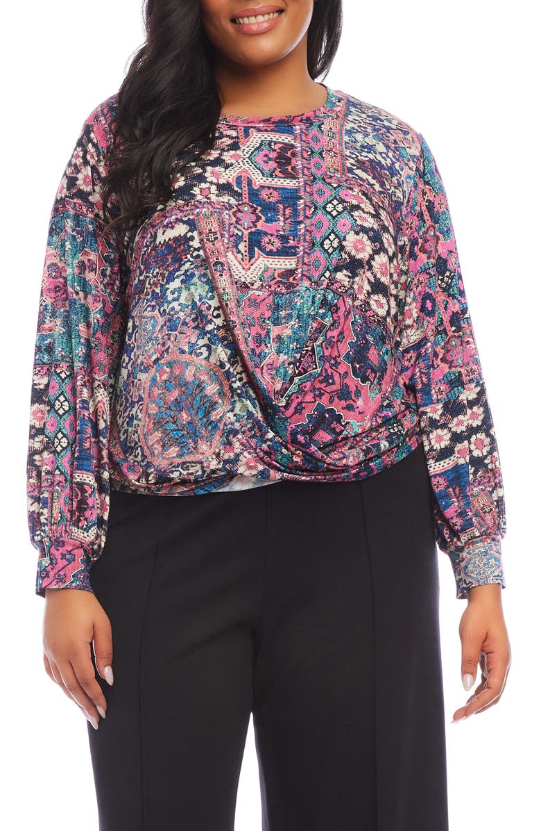Karen Kane Abstract Print Drape Front Top, Main, color,