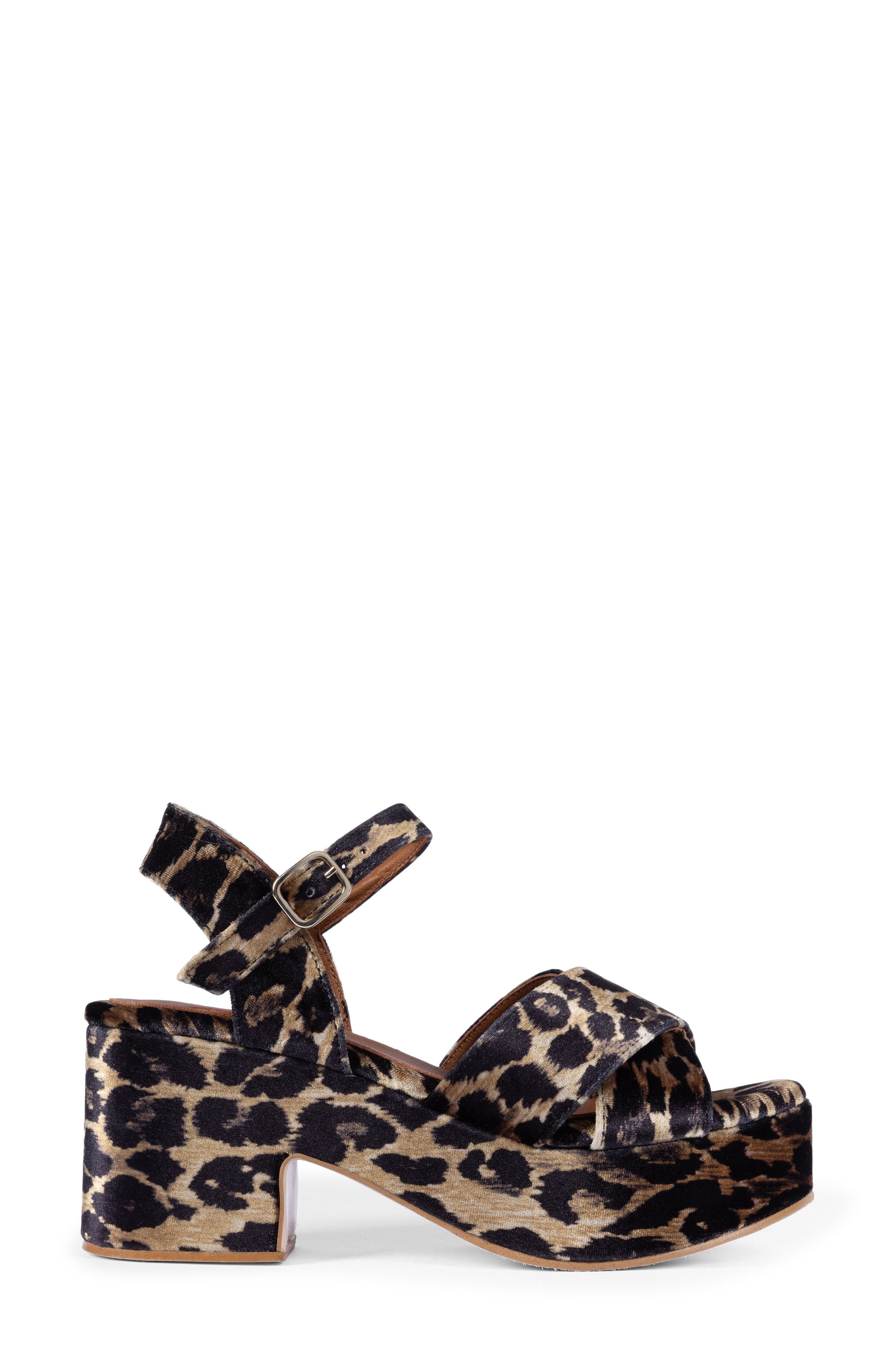 Azalea Leopard Velvet Platform Sandal, Alternate, color, BROWN