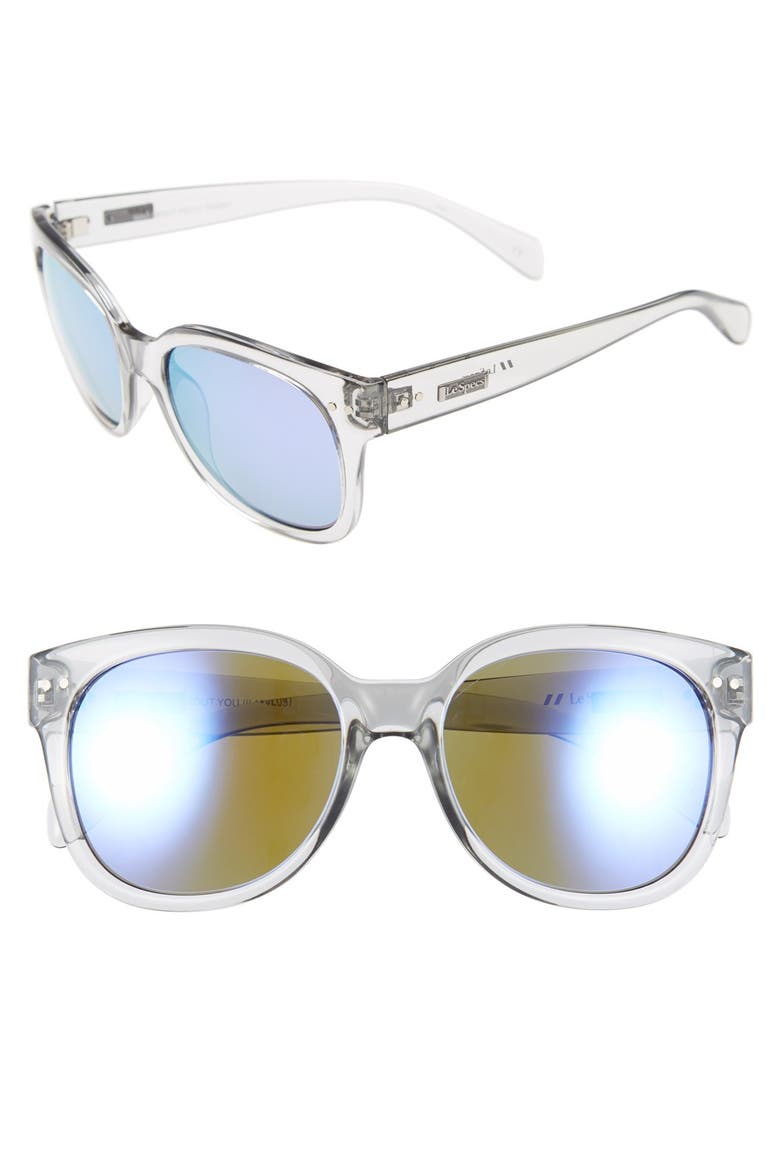 'Mad About You' 55mm Polarized Sunglasses, Main, color, ASH/ PURPLE MIRROR