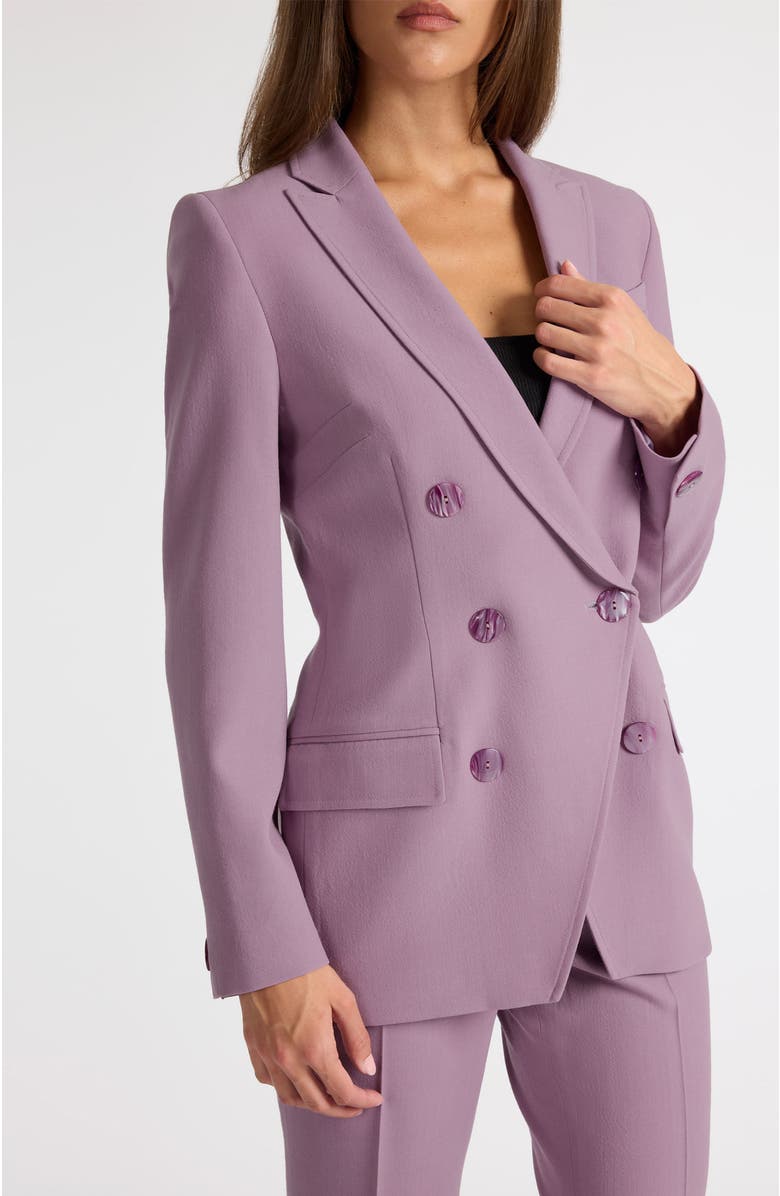 Santorelli Paco Double-Breasted Six-Button Jacket in Wool Stretch, Alternate, color, Dusty Lilac