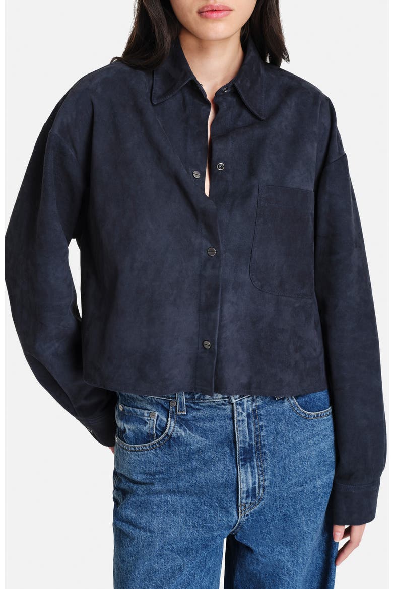 Little Big Joe Suede Snap-Up Shirt, Main, color, MIDNIGHT