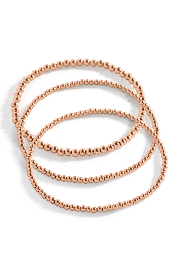 433 Beaded Bracelet Stacking Set, Main, color, Rose Gold-Tone