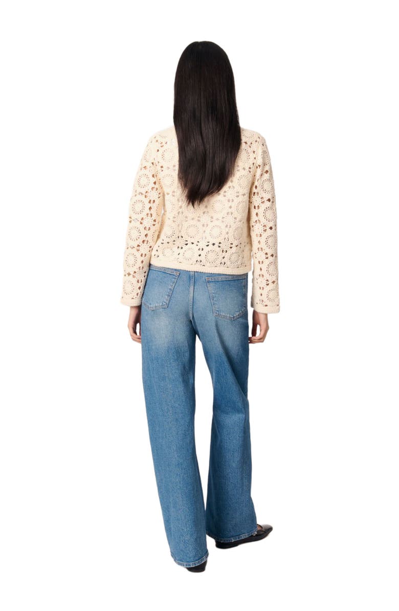 maje Crochet cropped cardigan, Alternate, color, 