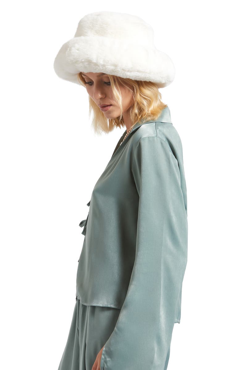 Brixton Dion Faux Fur Packable Hat, Alternate, color, Off White