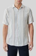 Robert Barakett Thayer Stripe Short Sleeve Linen Button-Up Shirt