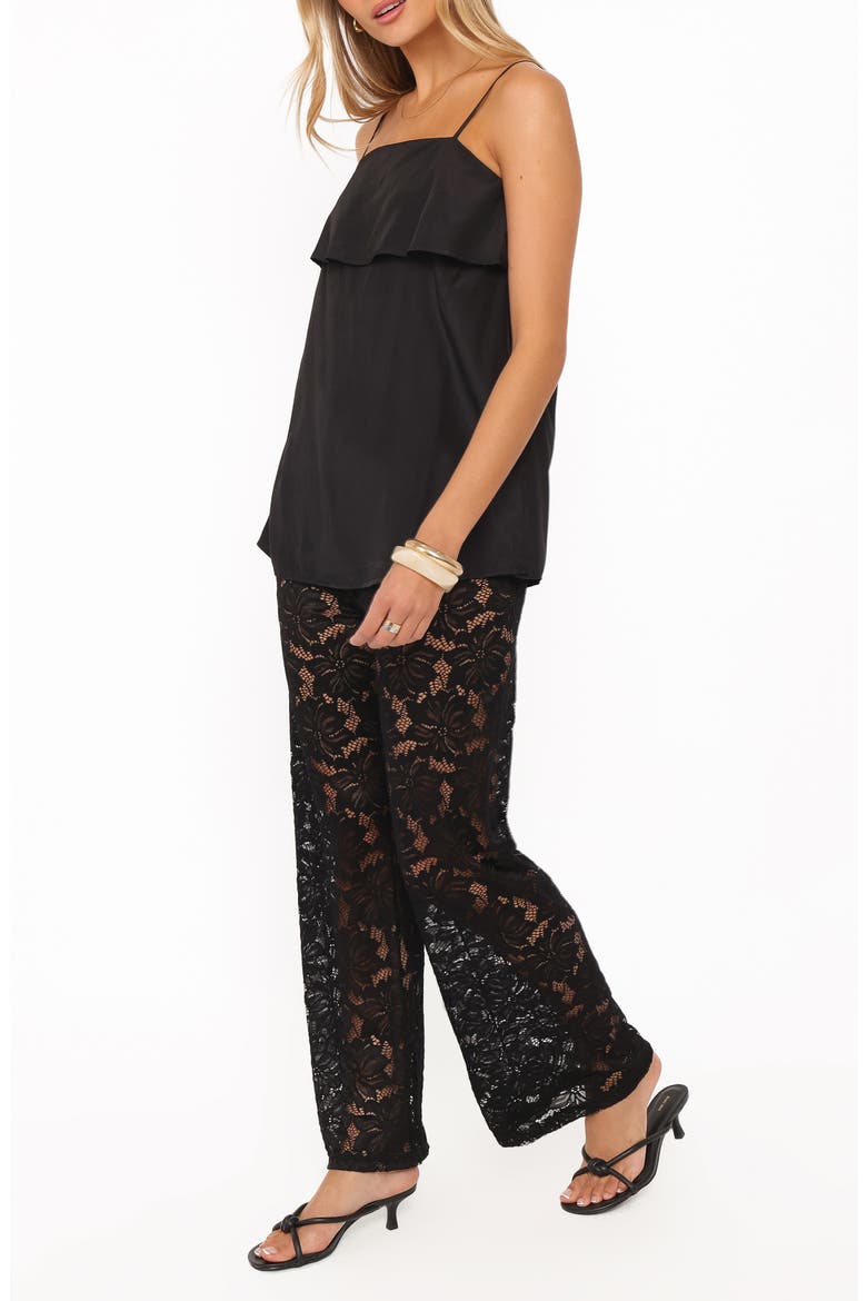 Ethel Lace 2-Piece Camisole and Wide Leg Pants Set, Alternate, color, BLACK