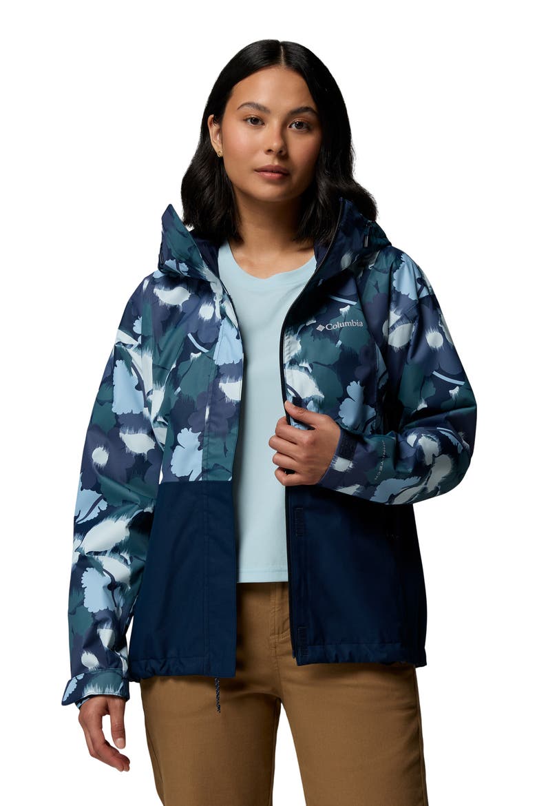 Hikebound Waterproof Hooded Rain Jacket, Alternate, color, COLLEGIATE NAVY IKAT