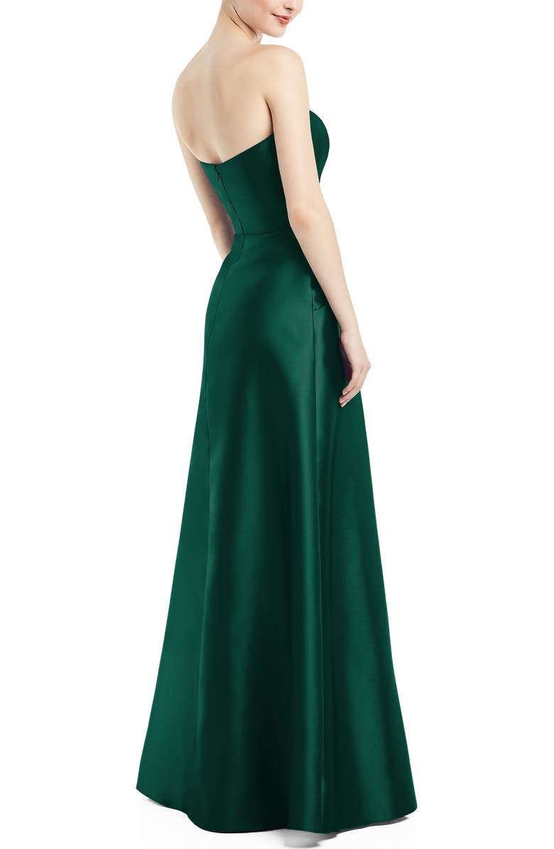 Alfred Sung Strapless Satin Twill Gown, Alternate, color, 