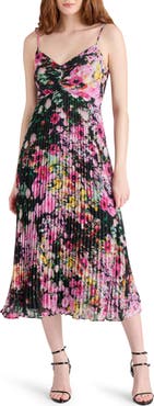 Steve Madden Ray Floral Pleated Midi Dress